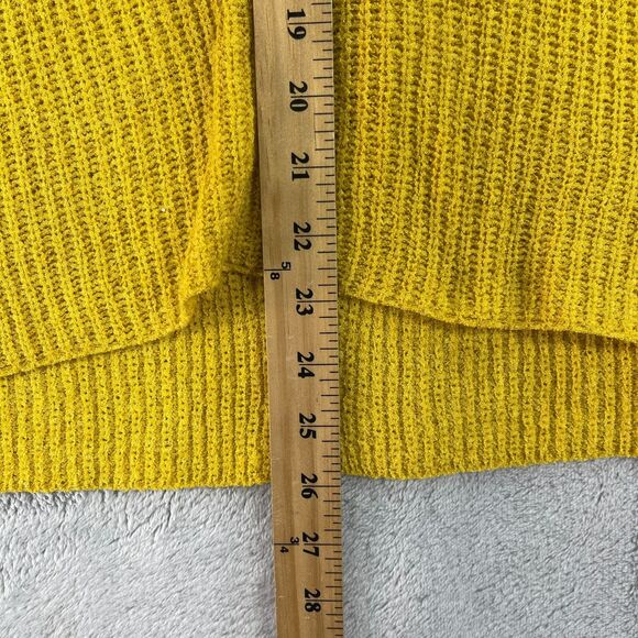 Anthropologie Cardigan Sweater Women Mustard Yellow Tight Knit Open Front Winter - Picture 9 of 11